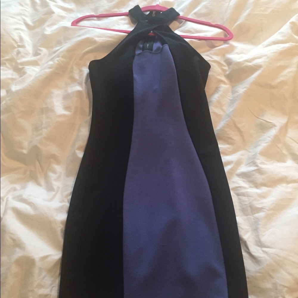 XS black and blue material girl dress